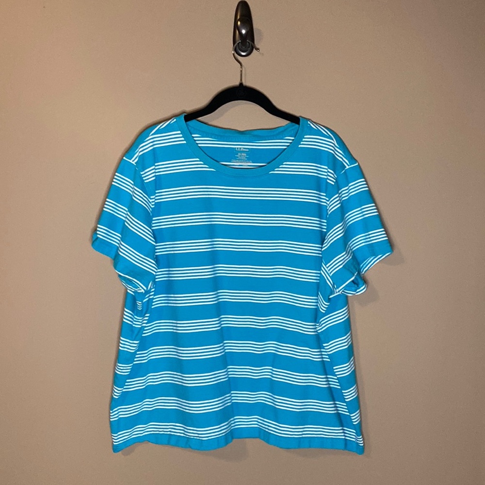 Green Tee with White Stripes